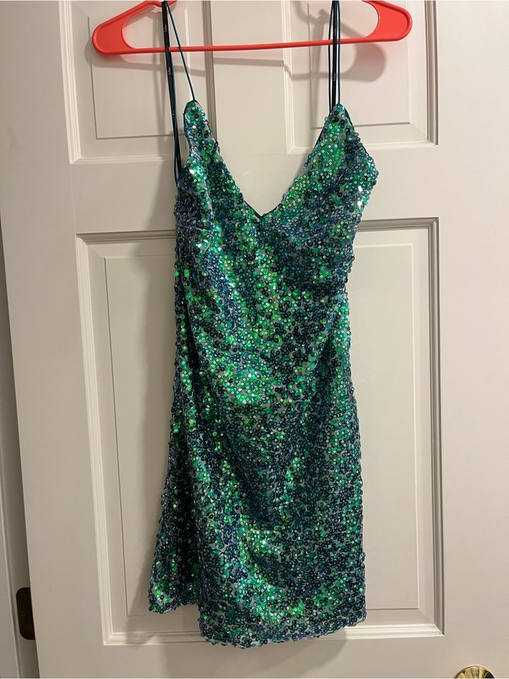 Sequin Slip Dress - Emerald Green